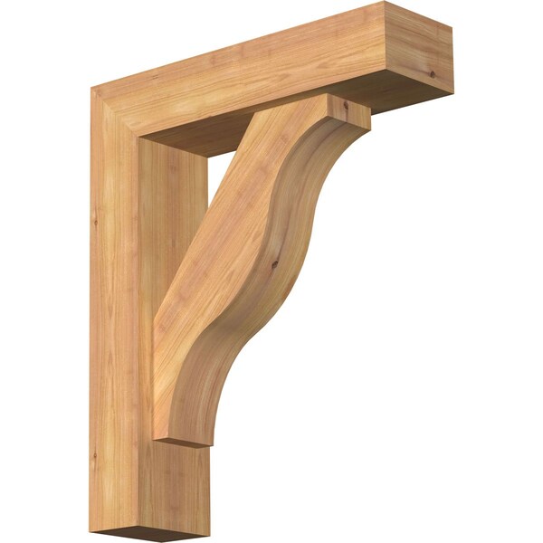 Ekena Millwork Funston Block Smooth Bracket w/ Offset Brace, Western Red Cedar, 5 1/2"W x 20"D x 24"H BKT0604X20X24FST05SWR - main